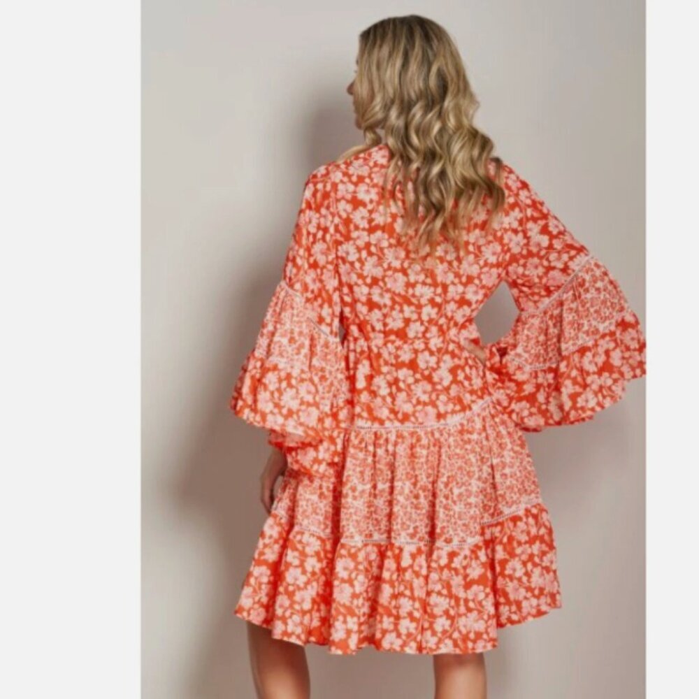 NWT Cosita Linda Floral Bell Sleeve Kimono Cover Up Medium Resortwear - Picture 4 of 8
